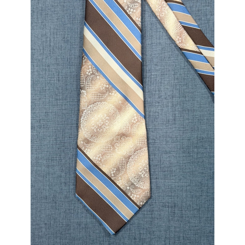 Vintage Sears Tie Medallion Geometric Gold Brown Retro Polyester Classic - Picture 2 of 8